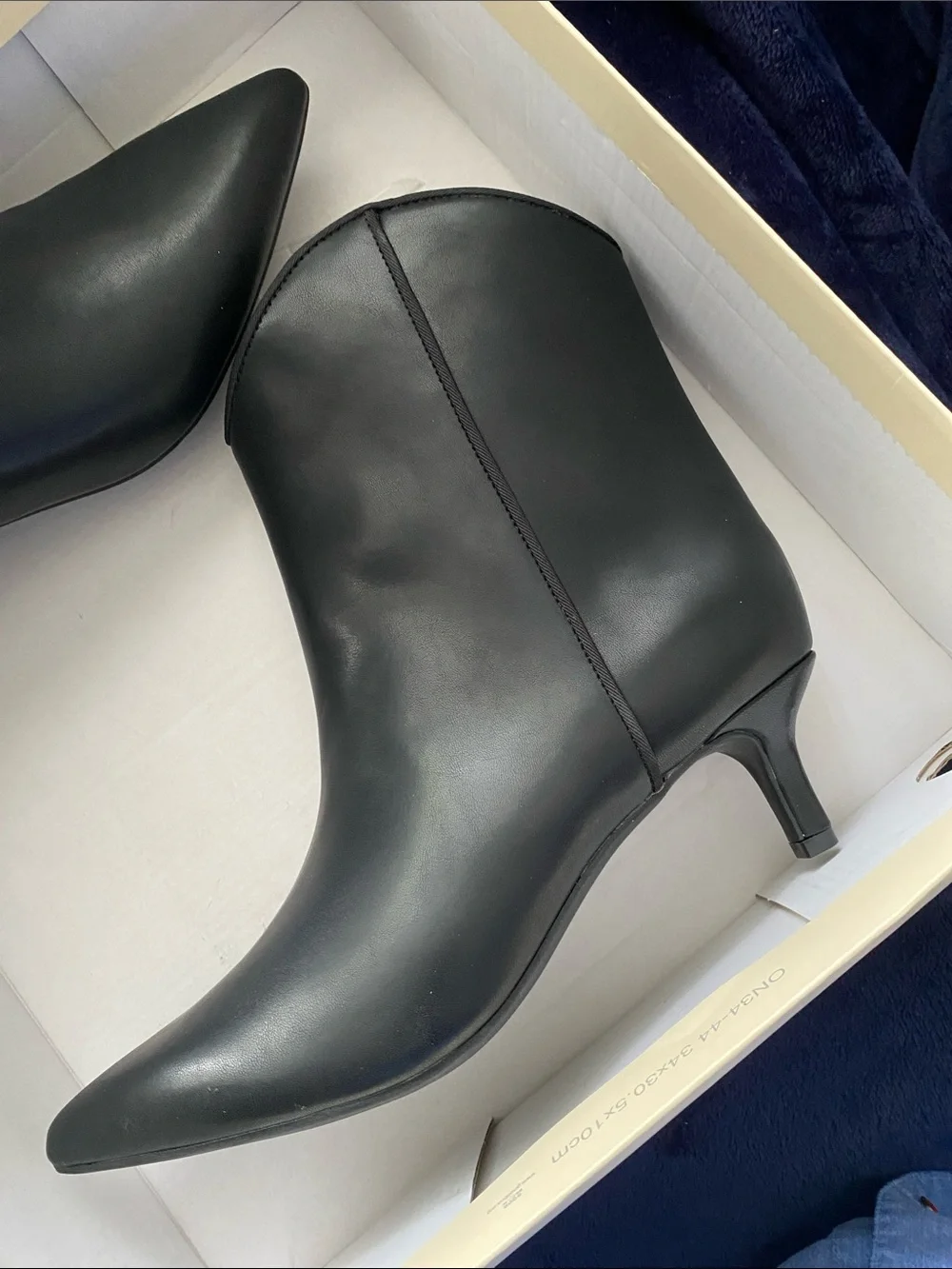ON·34TH Black Leather Pointed Ankle Booties
